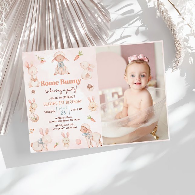 Some Bunny Easter Egg Spring Birthday Photo Invitation (Creator Uploaded)
