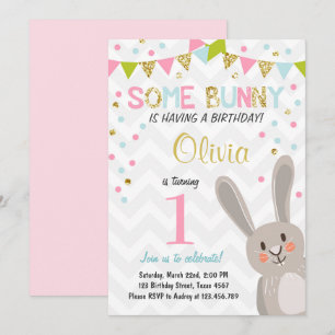 Some Bunny Easter Spring Birthday Invitation