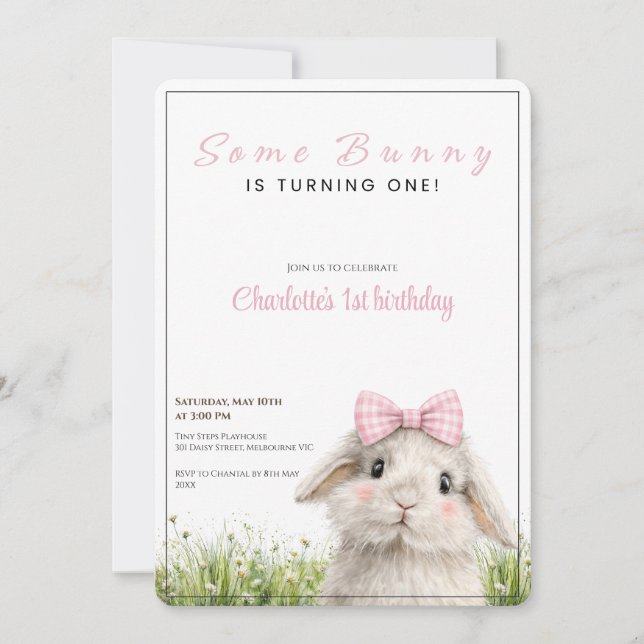Some Bunny First Birthday  Invitation (Front)