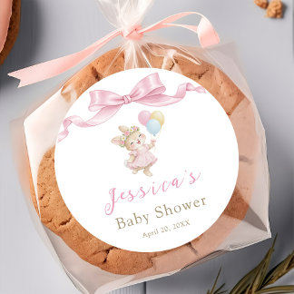 Some Bunny Girl Pink Baby Shower Classic Round Sticker