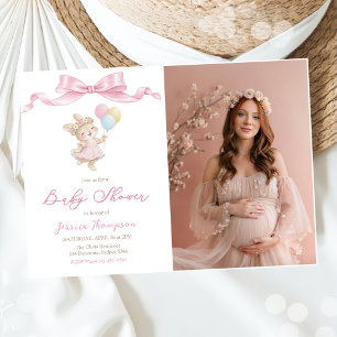 Some Bunny Girl Pink Baby Shower Party Photo Invitation