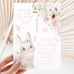 Some Bunny Is 1 Girl 1st Birthday Floral Butterfly Invitation<br><div class="desc">Some Bunny Is 1! - A cute Bunny themed 1st birthday invitation for your little girls first birthday party. Our design features watercolour bunny, flowers, an elegant script font and pink butterflies making this the cutest 1st birthday theme. Also available as some bunny is on the way Baby Shower invitation...</div>