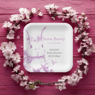 Some Bunny is coming Baby Shower Paper Plate