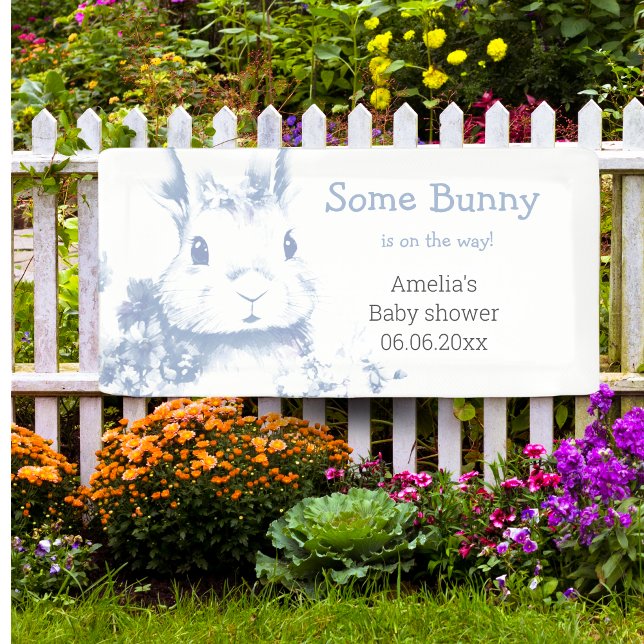 Some Bunny is coming Blue Baby Shower  Banner (Creator Uploaded)