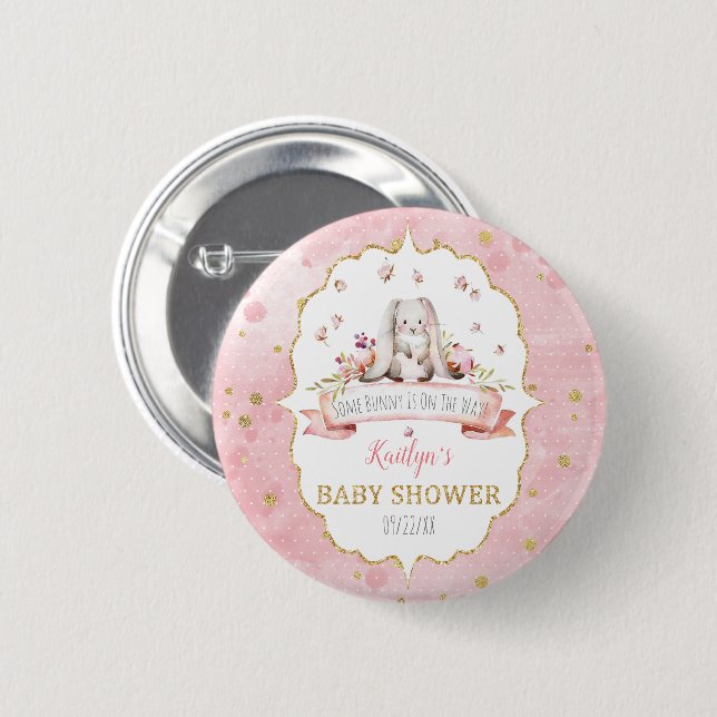 Some Bunny Is On The Way! Easter Baby Shower 2 Inch Round Button (Front & Back)