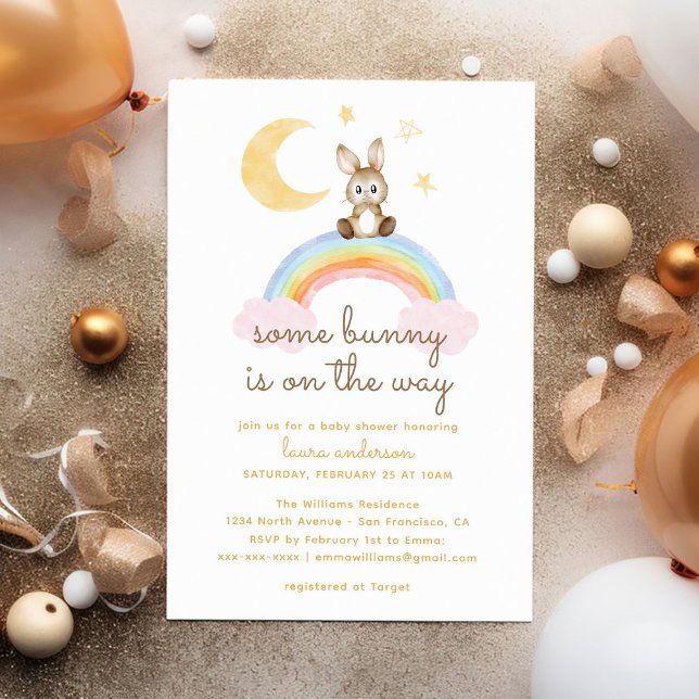 Some Bunny Is On The Way Gender Neutral Baby Showe Invitation (Creator Uploaded)