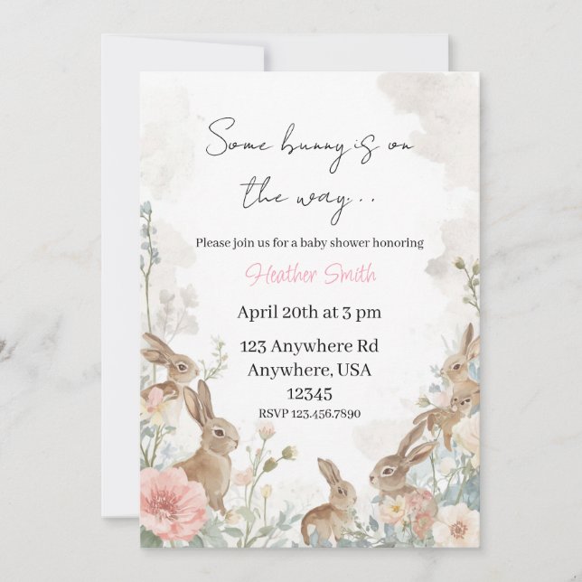 Some Bunny is on the Way Invitation (Front)