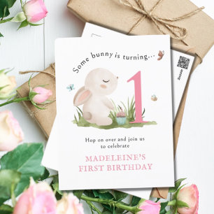 Some Bunny is One 1st Birthday Invitation Postcard