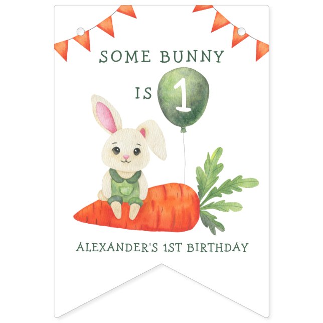 Some Bunny is One Birthday Bunting Flags (First Flag)