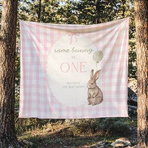 Some Bunny is One Birthday Personalized Banner  Tapestry