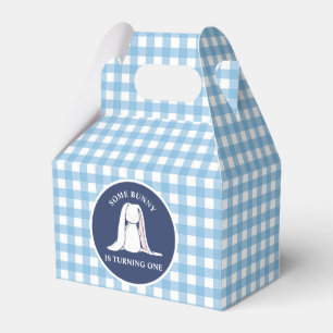 Some Bunny is One blue Gingham Birthday Favor Box