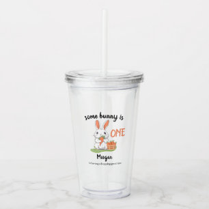 Some Bunny Is One Boys Girls 1st Birthday Acrylic Tumbler