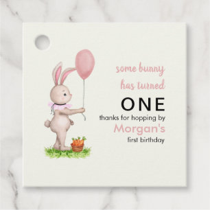 Some Bunny is One Cute Rabbit Balloon 1st Birthday Favour Tags
