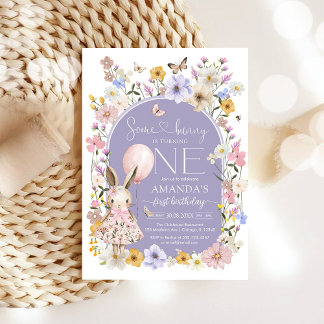 Some Bunny Is ONE First 1st Birthday Invitation