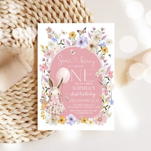 Some Bunny Is ONE First 1st Birthday Invitation