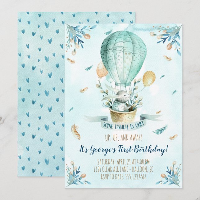 Some Bunny is One First Birthday Invitation (Front/Back)