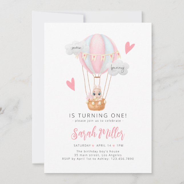 Some Bunny is One First Birthday Invitation (Front)