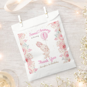 Some Bunny is ONE! Girl Pink 1st Birthday Favour Bag