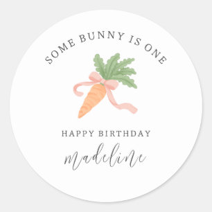 Some Bunny is One Modern Simple 1st Birthday Classic Round Sticker