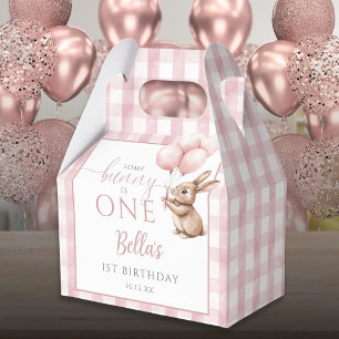 Some Bunny Is One Pink Balloons 1st Birthday Favor Box