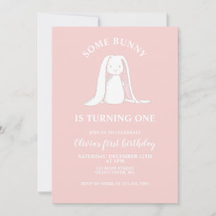 Some Bunny is One Pink First Birthday Invitation
