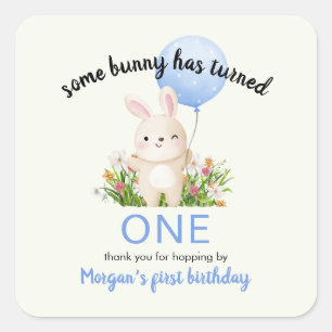 Some Bunny Is One Simple Cute Boys 1st Birthday  Square Sticker
