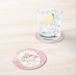 Some Bunny is Turning Five 5th Birthday Round Paper Coaster