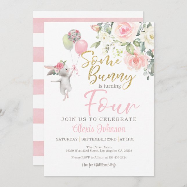 Some Bunny is Turning FOUR Invitation (Front/Back)