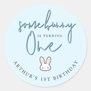Some Bunny is turning One 1st Birthday Celebration Classic Round Sticker