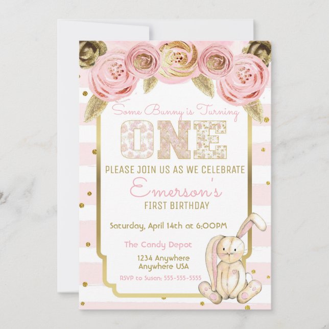 Some Bunny is Turning One 1st Birthday Invitation (Front)