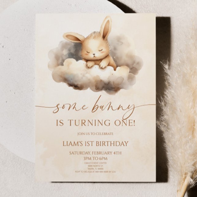 Some Bunny Is Turning One! 1st Birthday Party Invitation (Creator Uploaded)