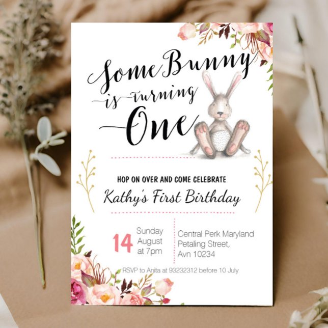Some Bunny is Turning One Birthday Invitation (Creator Uploaded)