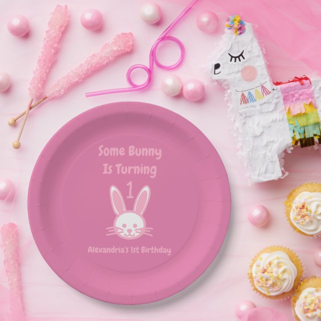 Some Bunny Is Turning One Birthday Paper Plate (Party)