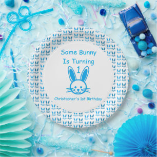 Some Bunny Is Turning One Birthday Paper Plate
