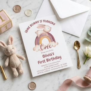Some Bunny Is Turning One Bunny 1st Birthday Invit Invitation