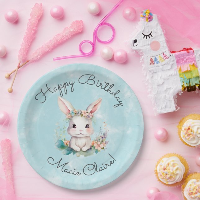 Some-bunny Is Turning One Bunny 1st Birthday Party Paper Plate (Party)