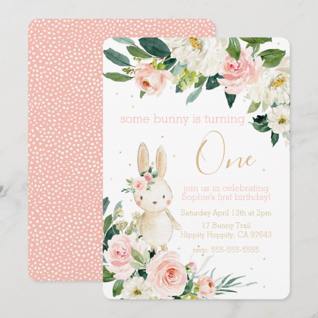 Some Bunny is Turning One First Birthday Invitation (Front/Back)