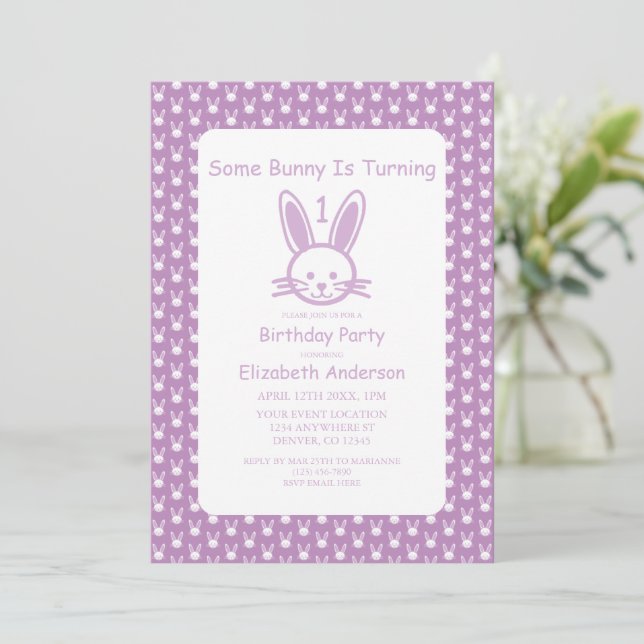 Some Bunny Is Turning One: First Birthday Invitation (Standing Front)