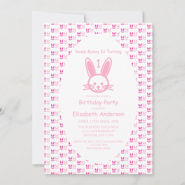 Some Bunny Is Turning One: First Birthday Invitation (Front)