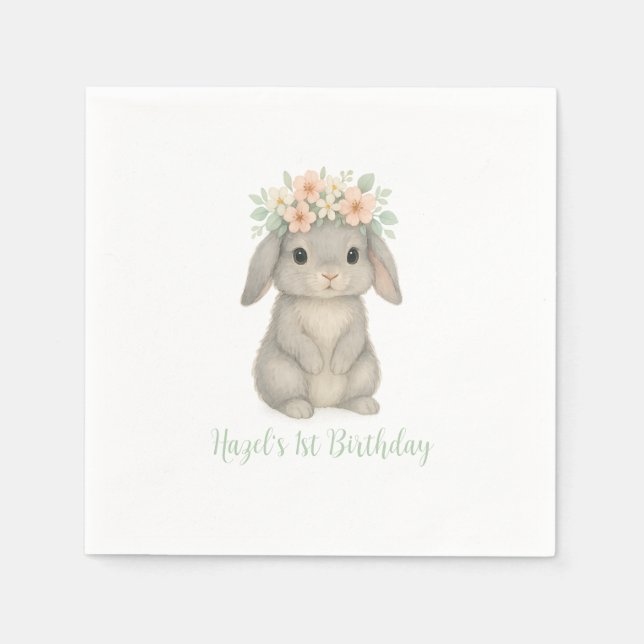 Some Bunny is Turning One First Birthday Napkins (Front)