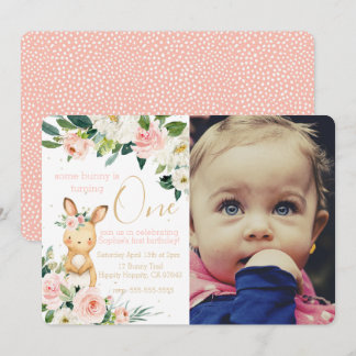 Some Bunny is Turning One First Birthday Photo Invitation