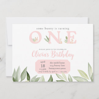 Some Bunny Is Turning One  Invitation