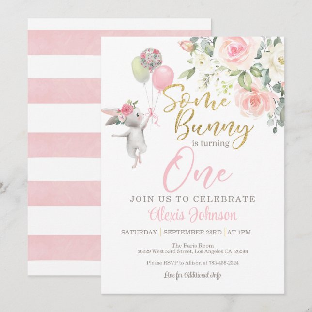 Some Bunny is Turning ONE Invitation (Front/Back)