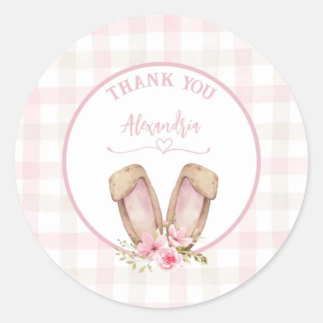Some Bunny Is Turning One Pink Girl Classic Round Sticker (Front)