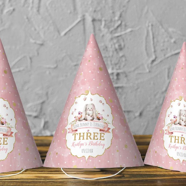 Some Bunny is Turning Three 3rd Birthday Party Hat (Creator Uploaded)