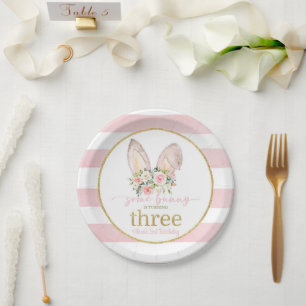 Some Bunny is turning THREE (Bunny Ears) CUSTOM  Paper Plate