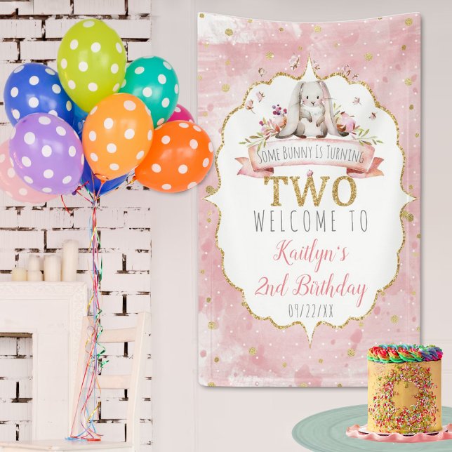 Some Bunny is Turning Two 2nd Birthday Welcome Banner (Creator Uploaded)