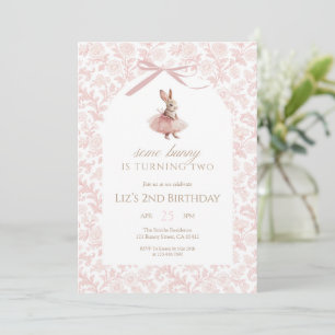 Some Bunny Is Turning Two Pink Tutu Birthday Invitation