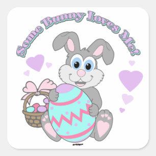 Some Bunny Loves Me! Easter Bunny Square Sticker