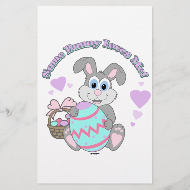 Some Bunny Loves Me! Easter Bunny Stationery (Front)